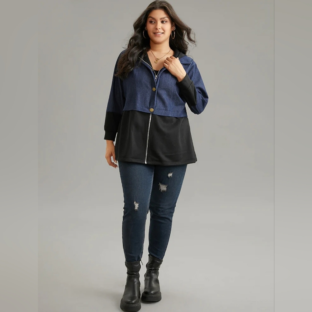 Bloomchic - Contrast Patchwork Stylish Outerwear - image 6